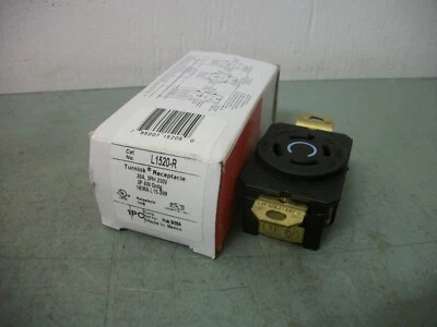PASS & SEYMOUR BLACK TURNLOK RECEPTACLE L1520-R 20AMP 250VOLT 3PH 3P 4W GRND NIB - Image 1 of 2