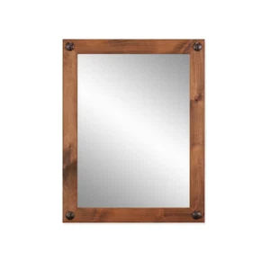 31 In. X 24 In. Farmhouse Rectangle Solid Wood Framed Walnut Decorative Nails Ba - Picture 1 of 5