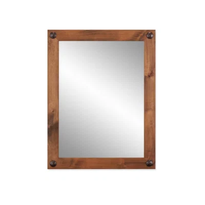 31 In. X 24 In. Farmhouse Rectangle Solid Wood Framed Walnut Decorative Nails Ba - Image 1 of 4