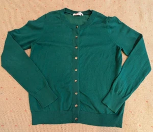 Boden Women’s Kelly Green Button Up Cotton Cardigan Sz Medium Office Preppy - Picture 1 of 11