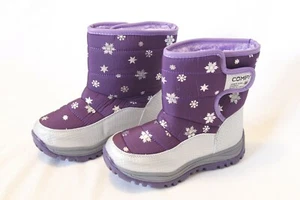 Botas de nieve de invierno para niñas, impermeables, cálidas a mitad de la pantorrilla, antiresbaladizas, color púrpura - Imagen 1 de 4