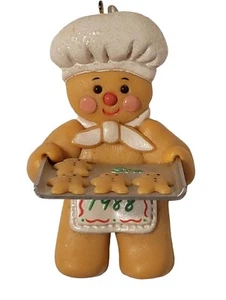 1988 Hallmark Vintage Christmas Ornament "SON" Gingerbread Boy Baking Cookies - Picture 1 of 13