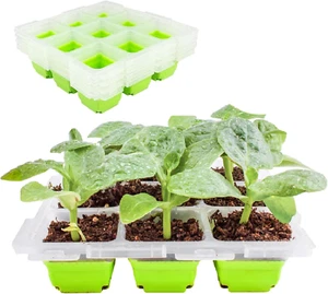 Reusable Seed Starter Tray, 4 Pack with Drain Holes, 9 Flexible Pop-Out Cells - Picture 1 of 12