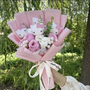 Kawaii Hello Kitty Sanrio Artificial Flower Bouquet Christmas Gift Valentine's - Picture 1 of 38