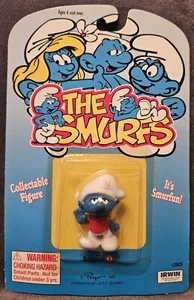 VINTAGE 1995 THE SMURFS SLOUCHY SMURF FIGURE BRAND NEW IN PACKAGE NOS IRWIN - Picture 1 of 2