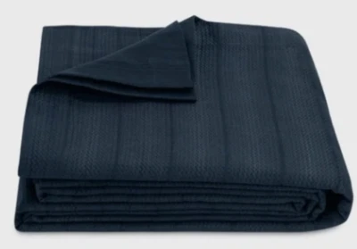 MATOUK~AUGUSTA~1 King~Coverlet/Bedspread~NAVY BLUE~100% cotton~fabric Italy~NWT~ - Image 1 of 4