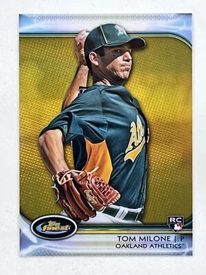 Tom Milone 2012 Topps Finest Gold Refractor RC /50 #6 Sports MLB Athletics Card - Image 1 of 2