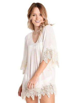 L Space Native Primavera Natación Cubre, Mujer Grande, Túnica Boho Crochet en Blanco Foto 1 de 4