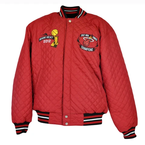 NBA JH Design Miami Heat Champions 2012 2006 Letterman Reversible Jacket Quilted Cover