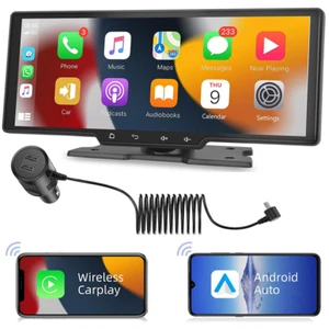 10.26" Car Portable Wireless Apple CarPlay Android Auto Touchscreen FM USB Unit - Picture 1 of 15