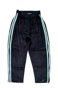 Vintage NIKE Men’s Large Velour Track Pants Tear Away Side Zips Black - Picture 1 of 6