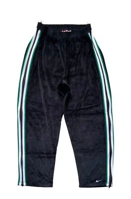 Vintage NIKE Men’s Large Velour Track Pants Tear Away Side Zips Black - Image 1 of 4