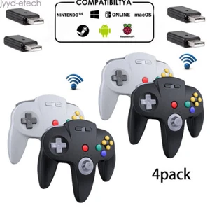 2.4G Wireless N64 Switch Controller For Nintendo PC Mac w/Rumble Pak 4PACK - Picture 1 of 23