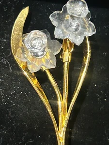 Broche Flor Narciso Cristal Firmado Swarovski Vintage Cristal Recuerdos Cisne - Imagen 1 de 3