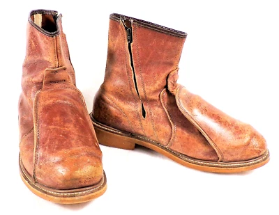 Steel Toe Leather Boot With Top Plate Side Zipper  Vintage - Image 1 of 4