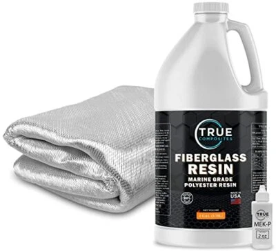 Fiberglass Repair Kit 1 Gallon Polyester Resin and 1708x38x5 Yard Biaxial Cloth - Image 1 of 4