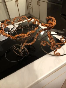 Orange And Black Beaded Miniture Iron Bicycle - Picture 1 of 4