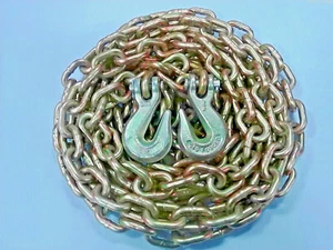 (2) 3/8"x 16' Grade 70 Transport Chains - High Quality-with Grade 70 Grab hooks. - Picture 1 of 5