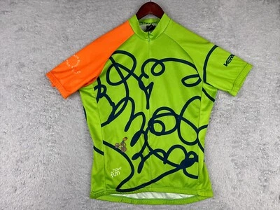 Verge Cycling Jersey Men Large Green Orange 1/2 Zip Have Fun Ride The Rockies 06 - Image 1 of 4