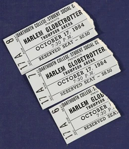 1984 Harlem Globetrotters ticket lot 3x used Dartmouth College - Picture 1 of 2
