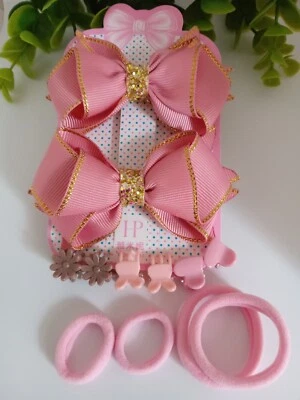 Juego de moño para el cabello brillo colores lisos bebé niño niños accesorios para el cabello  Foto 1 de 4