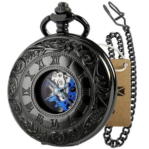 Classical Double Hunter Mechanical Pocket Watch Wind Up Fob Chain Pouch Watches - Picture 1 of 20