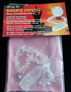 Quarzo Cristallo Energia Set 3 Pezzi Bracciale, Punto Generatore e Sfera con Sacchetto - Foto 1 di 6