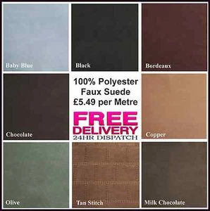 New 100% Polyester Faux Suede Fabric Material Craft Quilting in 8 great colours - Picture 1 of 9