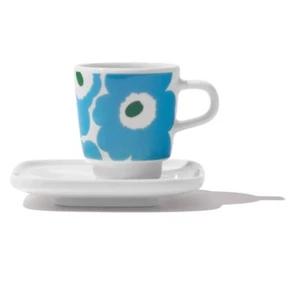 Marimekko Blue Bottle Coffee Unikko Espresso Cup & Saucer Set New Japan - Picture 1 of 9