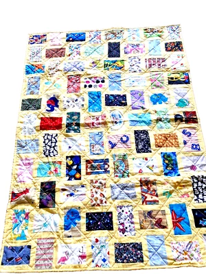 Vintage Handmade quilt 38 x 53 Bratz Mickey Mouse Daisy Care Bears blanket throw - Image 1 of 4