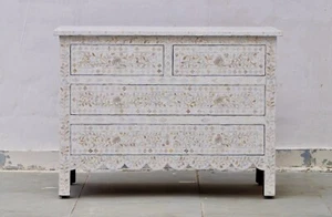 Mother Of Pearl 4 Chest of Drawers - Off White Floral - Picture 1 of 12