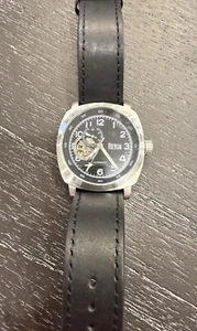 Reign Impaler Semi-Skeleton Men's Watch Reirn 6101 Black Leather Band NIB - Picture 1 of 10