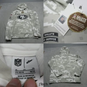 SF 49ers Salute to Service Hoodie Youth XL Nike NFL Gray White Camo Pullover NWD - Picture 1 of 13