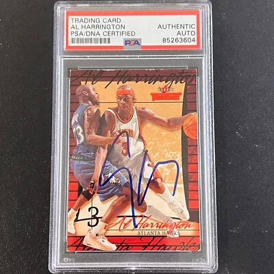 2004-05 Fleer #33 Al Harrington Signed Card AUTO PSA Slabbed Hawks Foto 1 de 2