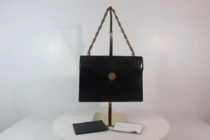 GUCCI Bolso de Mano de Cuero Lagarto Negro con Mini Cartera y Espejo - Imagen 1 de 16