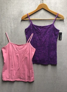 Lot of 2 George Ladies Tank Tops Size Large 12-14 Pink Purple NWT - Picture 1 of 6