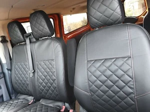 Fundas de asiento a medida patrón de rombos cuero sintético adecuado para Ford Transit Custom - Imagen 1 de 8