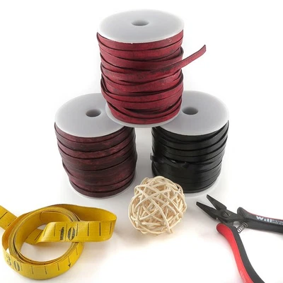 ESNADO Lederband flach 6 mm x 1,5mm . Farben: wählbar - echtes Leder zum Basteln