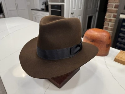 The Dr. Jones - Brand New Handmade Fur Felt Indiana Jones Style Fedora Sz 7 1/2 - Image 1 of 4