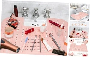 Bathroom Sink Cover for Counter Space, Foldable Silicone Makeup Mat with Pink - Picture 1 of 8