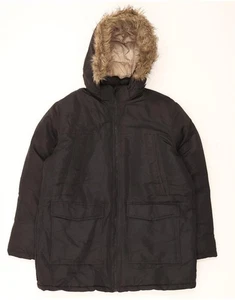 JACK & JONES Mens Hooded Windbreaker Jacket UK 42 XL Black Polyester BA01 - Picture 1 of 3