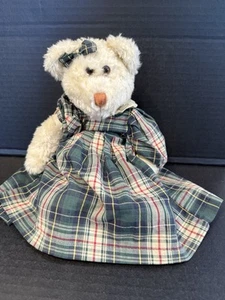 Boyd's Bear Willa Bruin 13" Retired White Bear with Green Plaid Dress & Bow - Picture 1 of 3