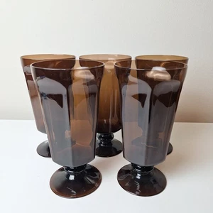 5er Set Lenox Antik Braun Eisteegläser Fuß Getäfelt Becher Vintage - Bild 1 von 5