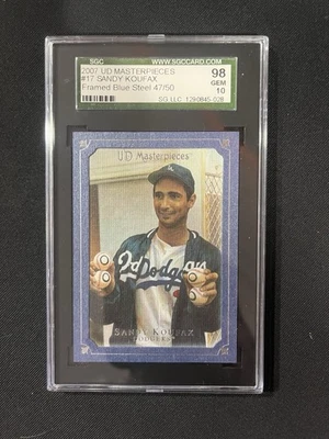 Sandy Koufax 2007 UD Obras Maestras Enmarcadas Acero Azul Raro SSP/50 SGC 10 GEMAS COMO NUEVO Foto 1 de 2