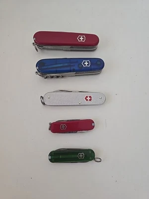 Lot Of 5 Victorinox Classic SD Alox Silver/Red Metal Swiss Army Knife  - Image 1 of 4