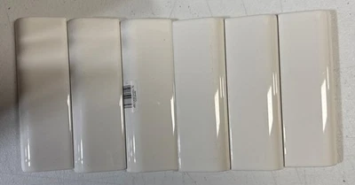 New Mudcap Gloss White Radius Bullnose Lot Of 6 Tiles  #3372 American Olean - Image 1 of 4