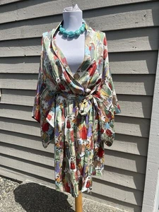NEW WITH TAGS Natori Dynasty Kimono Robe Japanese Kimono Housecoat Dress Red L - Picture 1 of 14