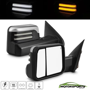 Fit 2014-2018 Chevy Silverado Power Heated+Temp Sensor Chrome Towing Mirrors - Picture 1 of 8