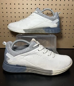 Ecco S-Three Waterproof Spikeless Golf Shoes White Gray Navy Gore-Tex Size 9 - Picture 1 of 8