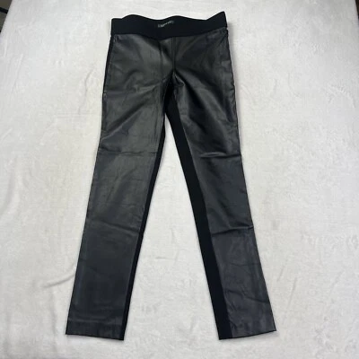 Pantalones Lauren Ralph Lauren para mujer 10 negros de imitación de cuero elástico frontal Foto 1 de 4